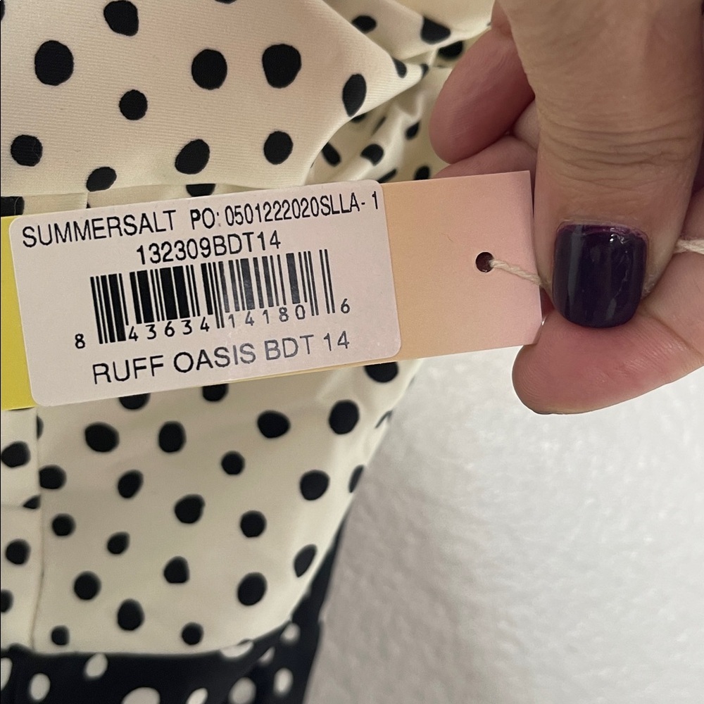 Summersalt The Ruffle Oasis Polka Dot One Piece Black Swimsuit Size 14 New - Picture 4 of 6